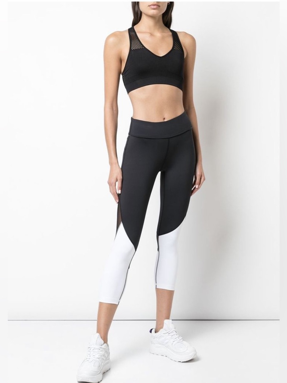 Alala Cropped Captain Leggings in Black / White